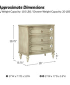 Bernhard 3-Drawer Traditional Style Nightstand Chest with Built-In Outlets