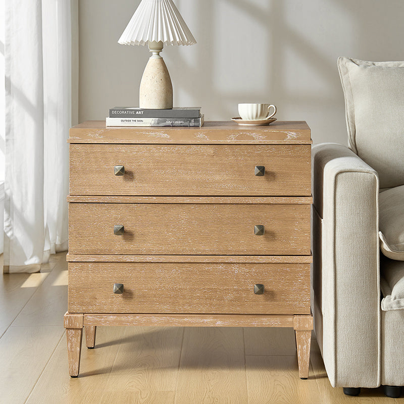 Lorenz Transitional 3-Drawer Nightstand with Charging Station