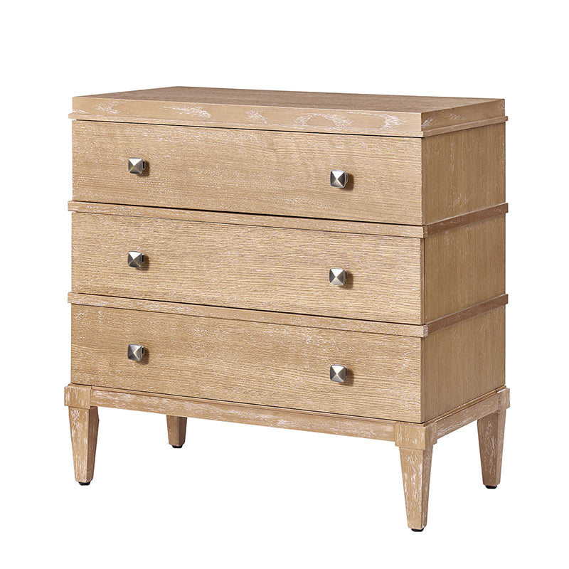 Lorenz Transitional 3-Drawer Nightstand with Charging Station