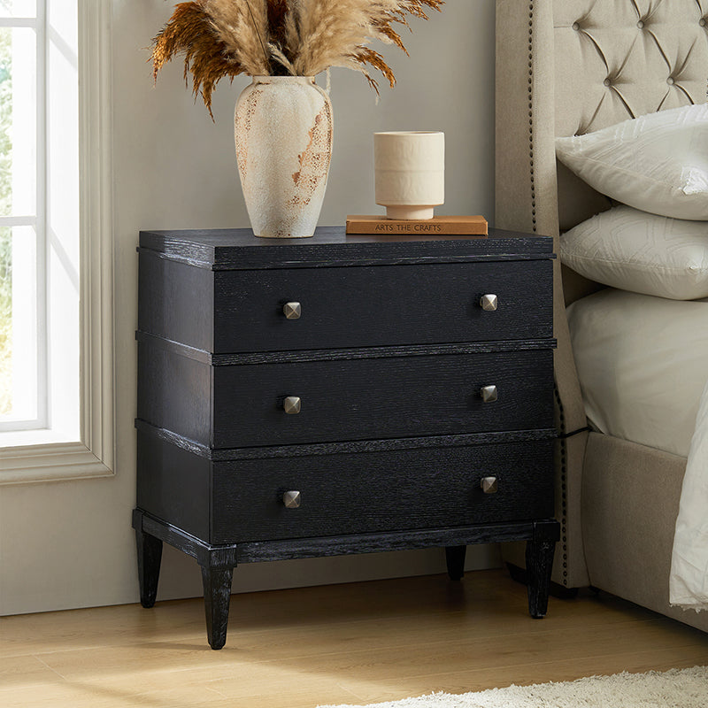 Lorenz Transitional 3-Drawer Nightstand with Charging Station