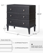 Lorenz Transitional 3-Drawer Nightstand with Charging Station