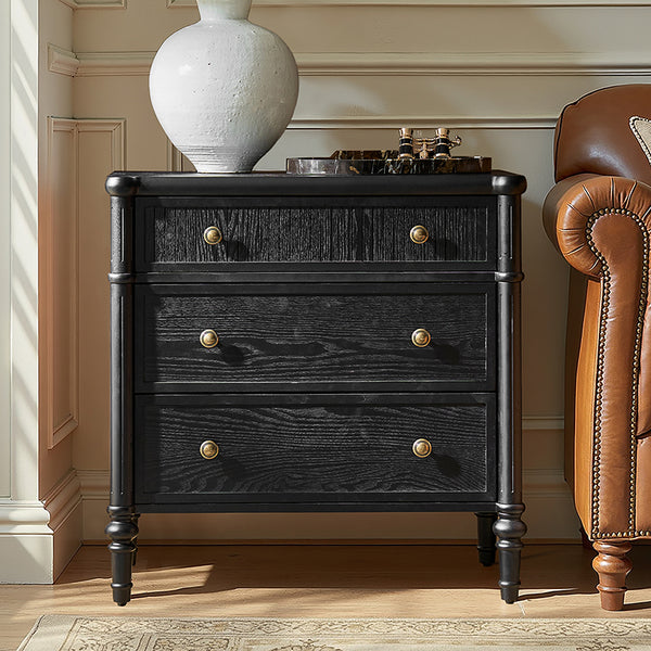 Derk Fluted Fronts Transitional Nightstand and End Table with Drawers and USB/Type-C Outlets