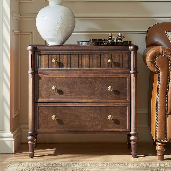 Derk Fluted Fronts Transitional Nightstand and End Table with Drawers and USB/Type-C Outlets