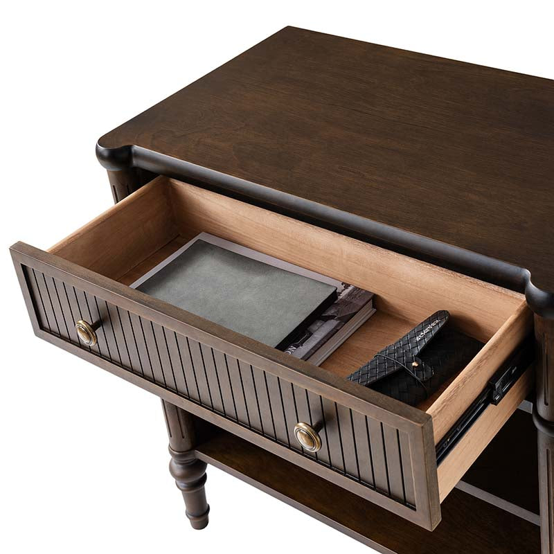 Derk Fluted Fronts Transitional Nightstand with Drawers and