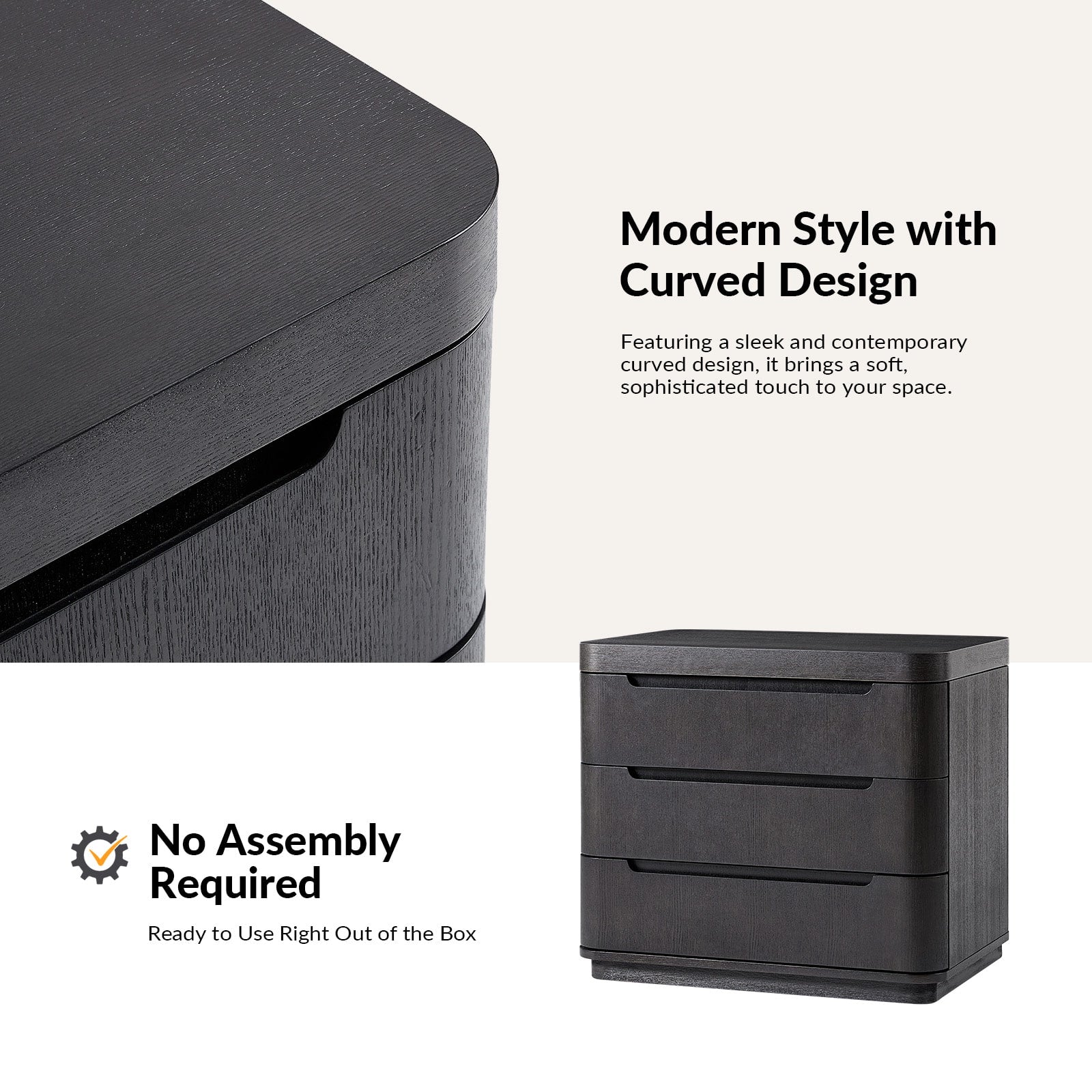 Yolanda Large 3-Drawer Nightstand - HULALA HOME