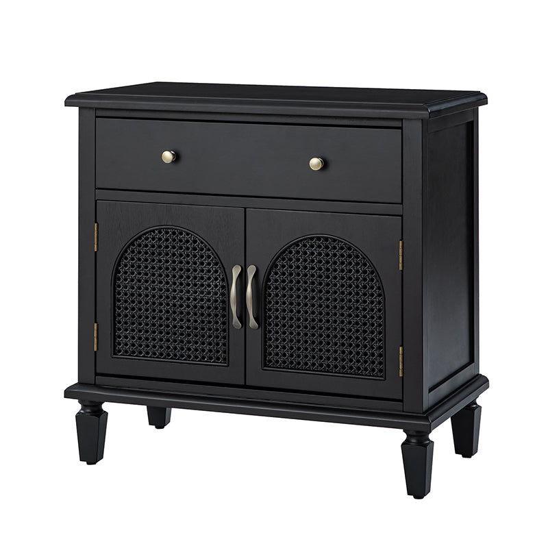 Camilo 27" Tall Arched Faux Rattan Nightstand With Built-In Outlets