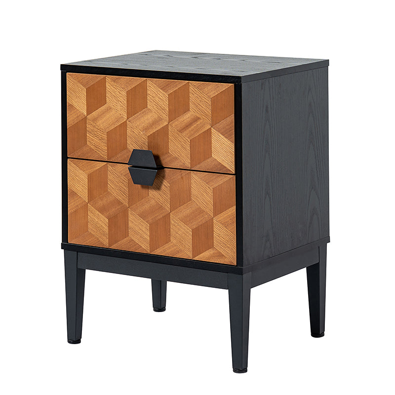 Siap 25"Tall 2-Drawer Nightstand with Built-In Outlets