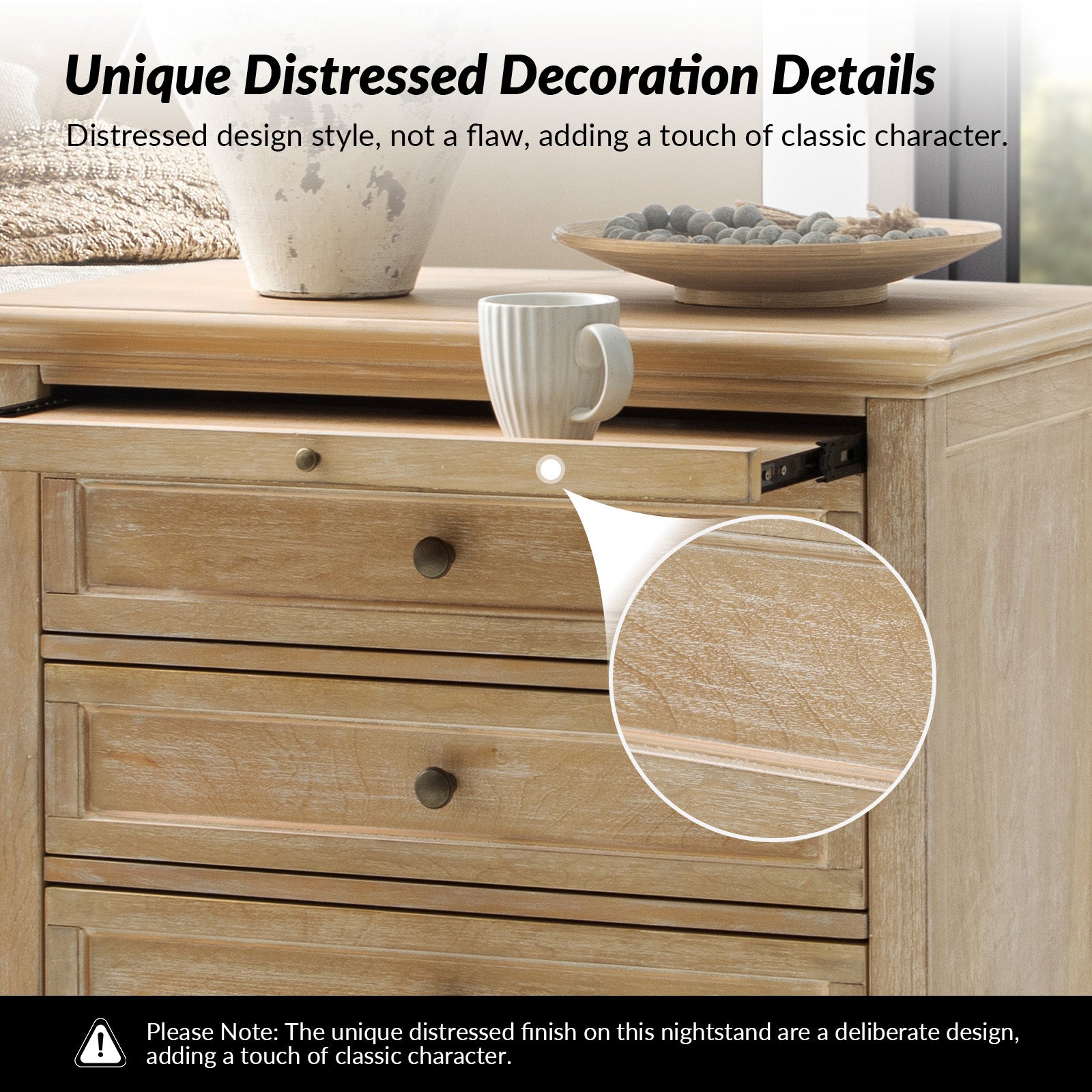 Galatea 3 - Drawer Nightstand Chest with Built-In Outlets(Optional Types)