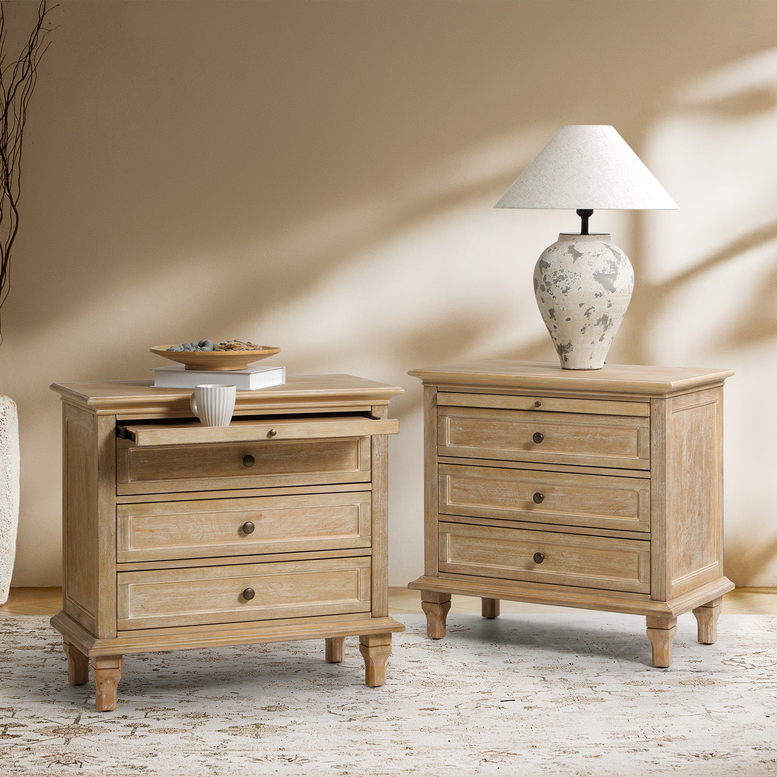 Galatea 3 - Drawer Nightstand Chest with Built-In Outlets(Optional Types)