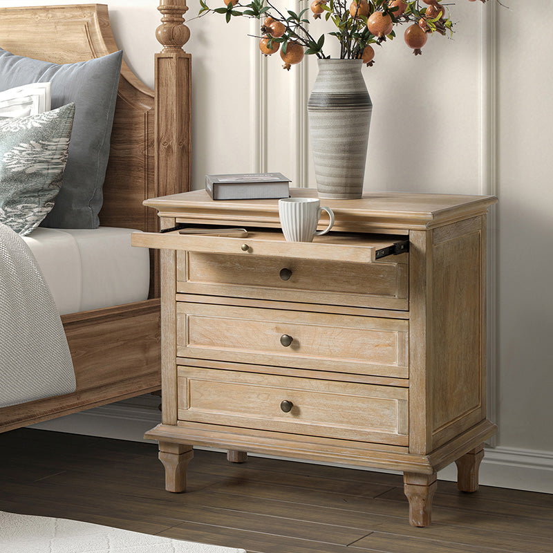 Galatea 3 Drawer Nightstand Chest with Built In Outlets Hulala Home