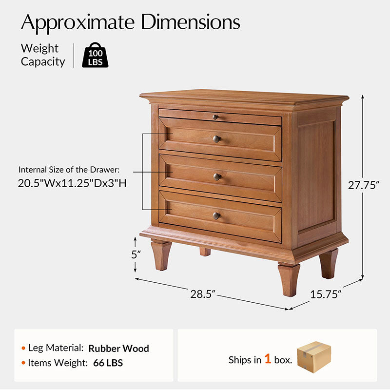 Mornay Transitional Solid Wood 6-Drawer Dresser for Bedroom Storage