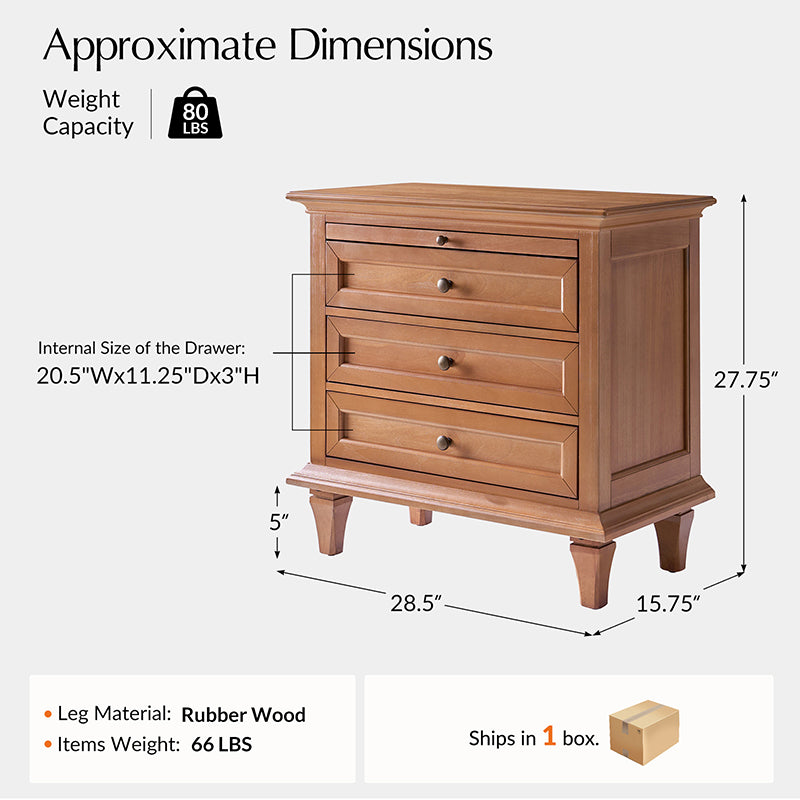Mornay Transitional Solid Wood 6-Drawer Dresser for Bedroom Storage