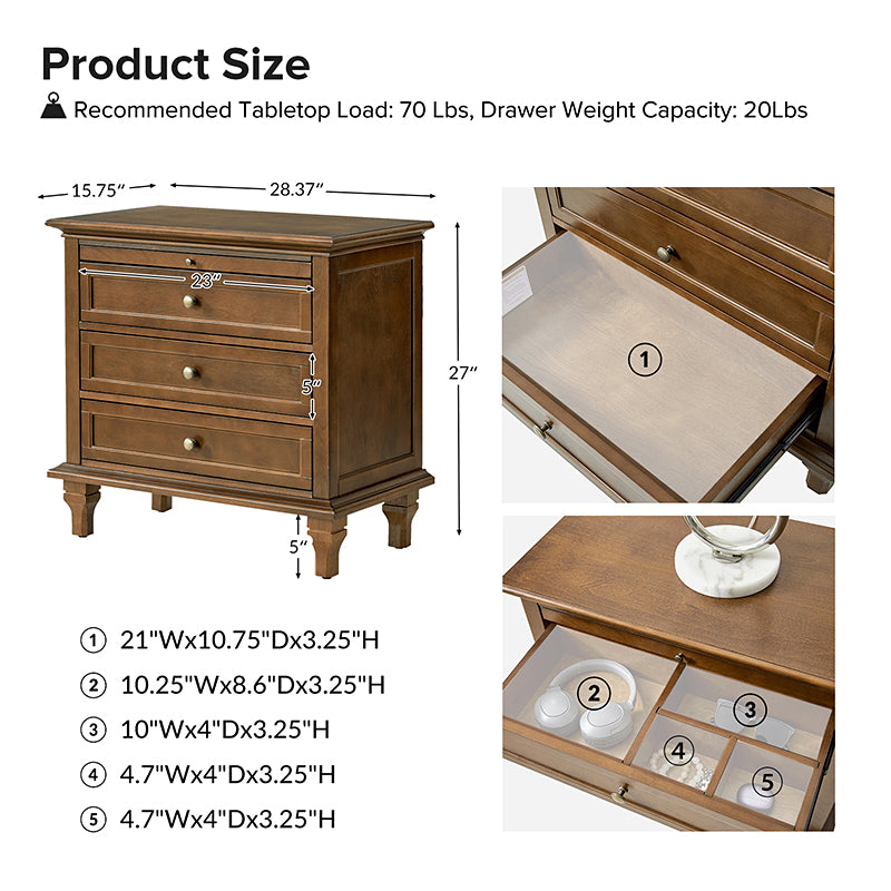 Mornay Transitional Solid Wood 6-Drawer Dresser or 3-Drawer Nightstand(Each Sold Separately)