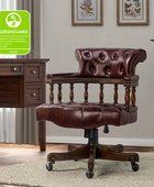 Genuine Leather Chesterfield Captains Wood Executive Office Chair