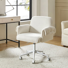 Arvid Creamy Style Upholstered Swivel Task Accent Chair