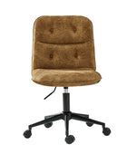Leonhard Upholstered Swivel Task Chair: Plush Velvet Feel with Linen-Inspired Fabric, Adjustable Height, and Wheels