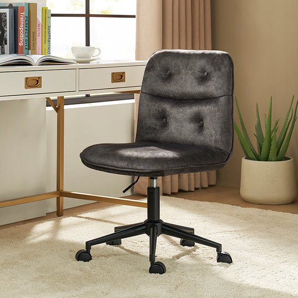 Leonhard Upholstered Swivel Task Chair: Plush Velvet Feel with Linen-Inspired Fabric, Adjustable Height, and Wheels