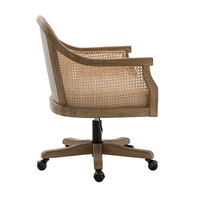 Wicker desk deals chair with wheels