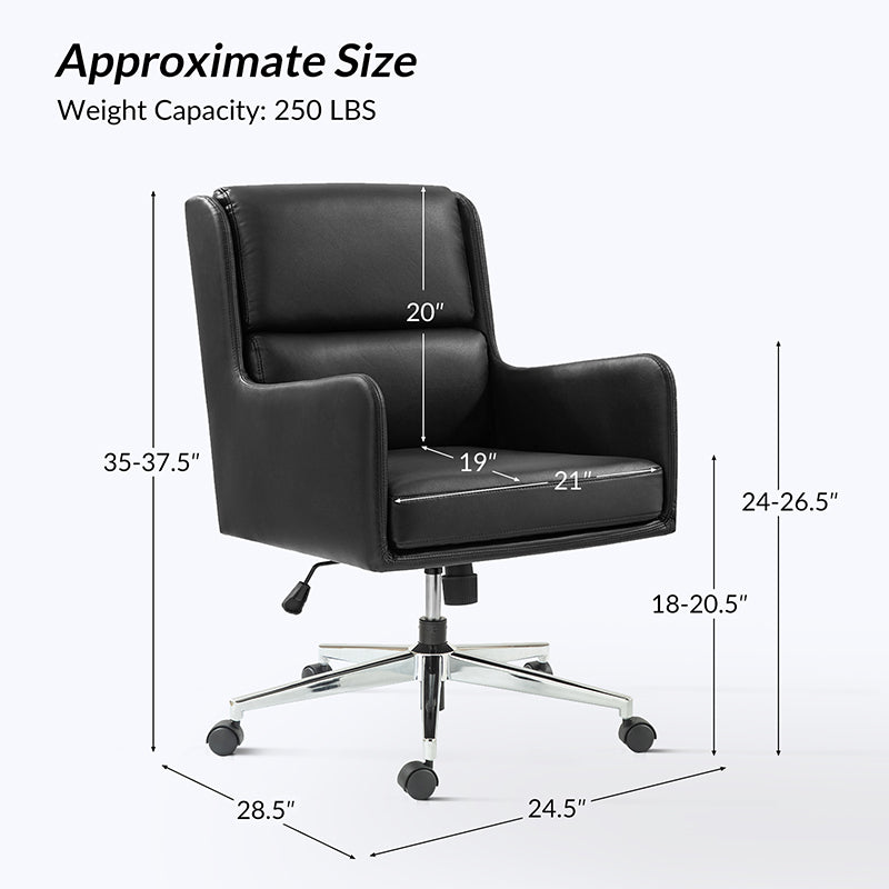 Eamonn Ergonomics Adjustable Swivel Office Chair with Metal Feet