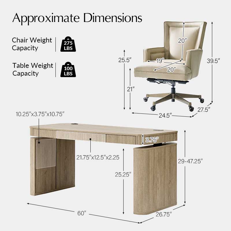 Baggio 5-Piece  Modern Adjustable Office Sets