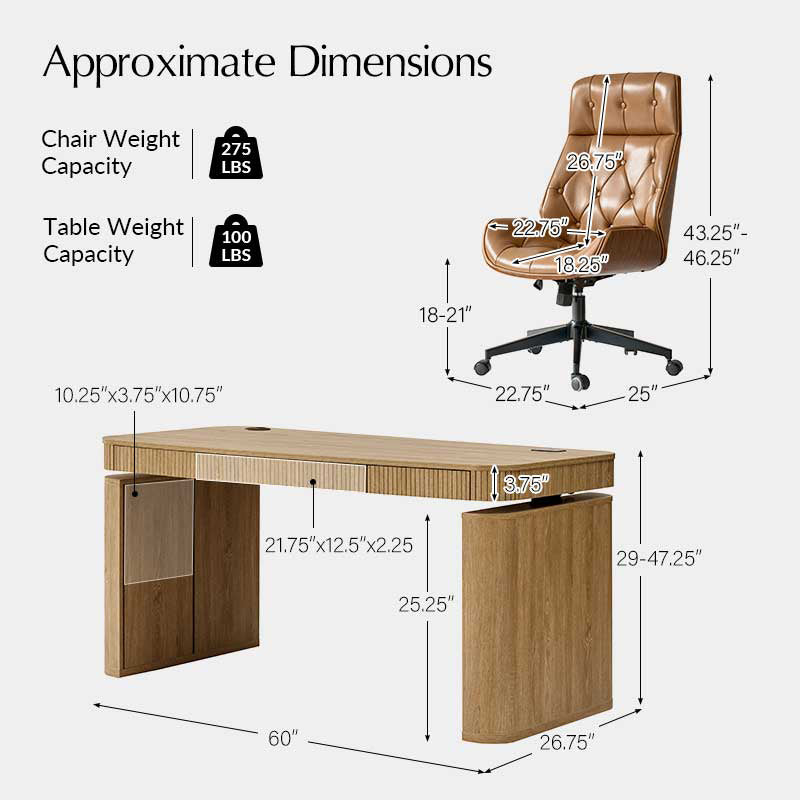 Baggio 5-Piece  Modern Adjustable Office Sets