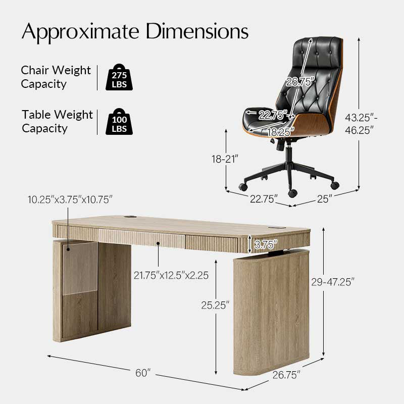 Baggio 5-Piece  Modern Adjustable Office Sets