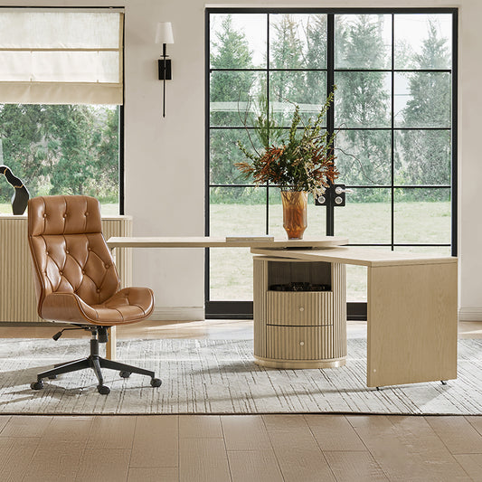 2-Piece Modern Office Set with Rotating Desk and Chair
