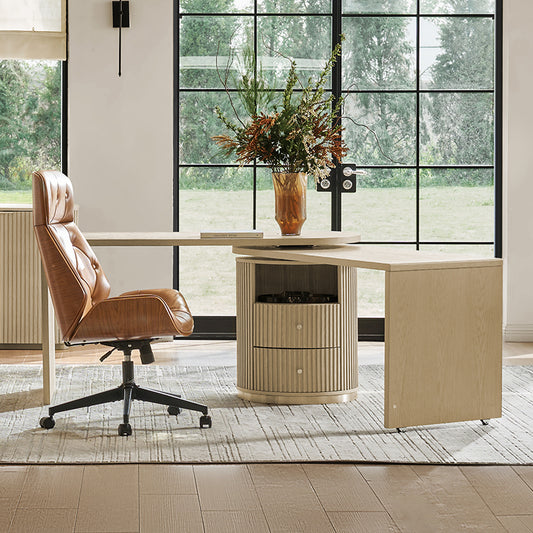 2-Piece Modern Office Set with Rotating Desk and Chair