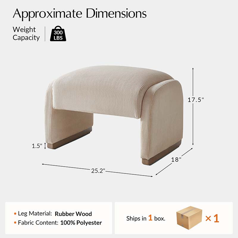 Richard Rounded Modern Design Corduroy Ottoman