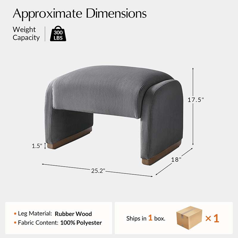 Richard Rounded Modern Design Corduroy Ottoman