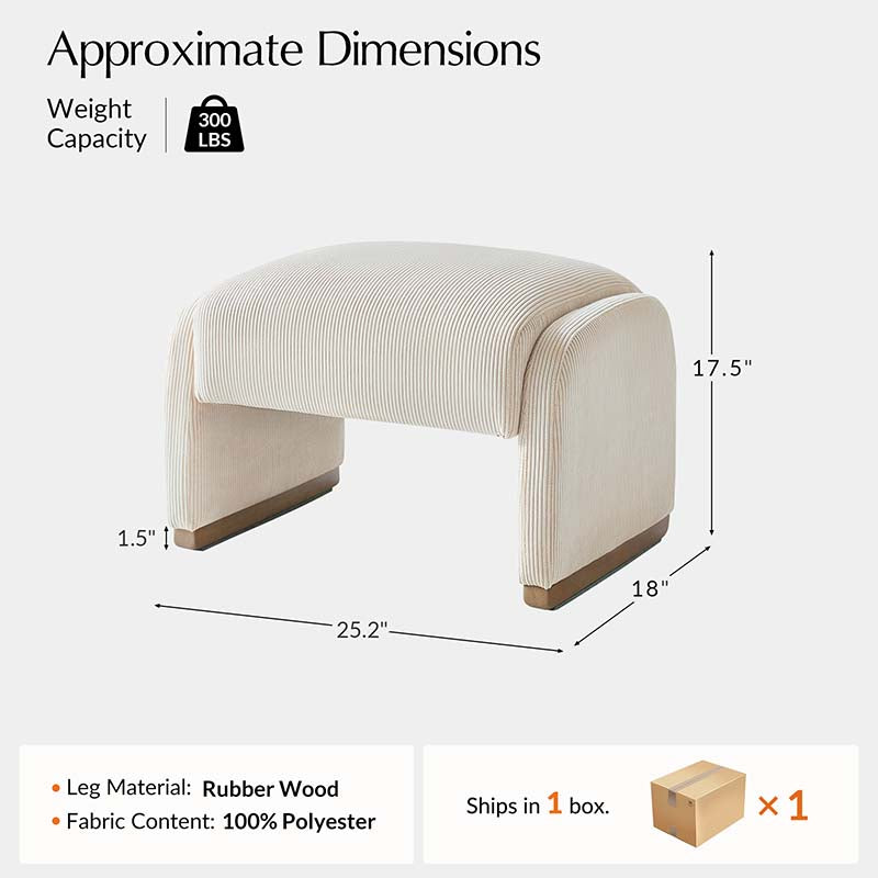 Richard Rounded Modern Design Corduroy Ottoman