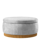 Eon Round Storage Ottoman with Reversible Tray – Soft Upholstered Accent Footstool