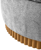 Eon Round Storage Ottoman with Reversible Tray – Soft Upholstered Accent Footstool