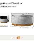 Eon Round Storage Ottoman with Reversible Tray – Soft Upholstered Accent Footstool