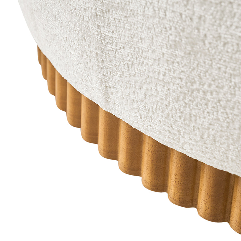 Eon Round Storage Ottoman with Reversible Tray – Soft Upholstered Accent Footstool