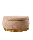 Eon Round Storage Ottoman with Reversible Tray – Soft Upholstered Accent Footstool