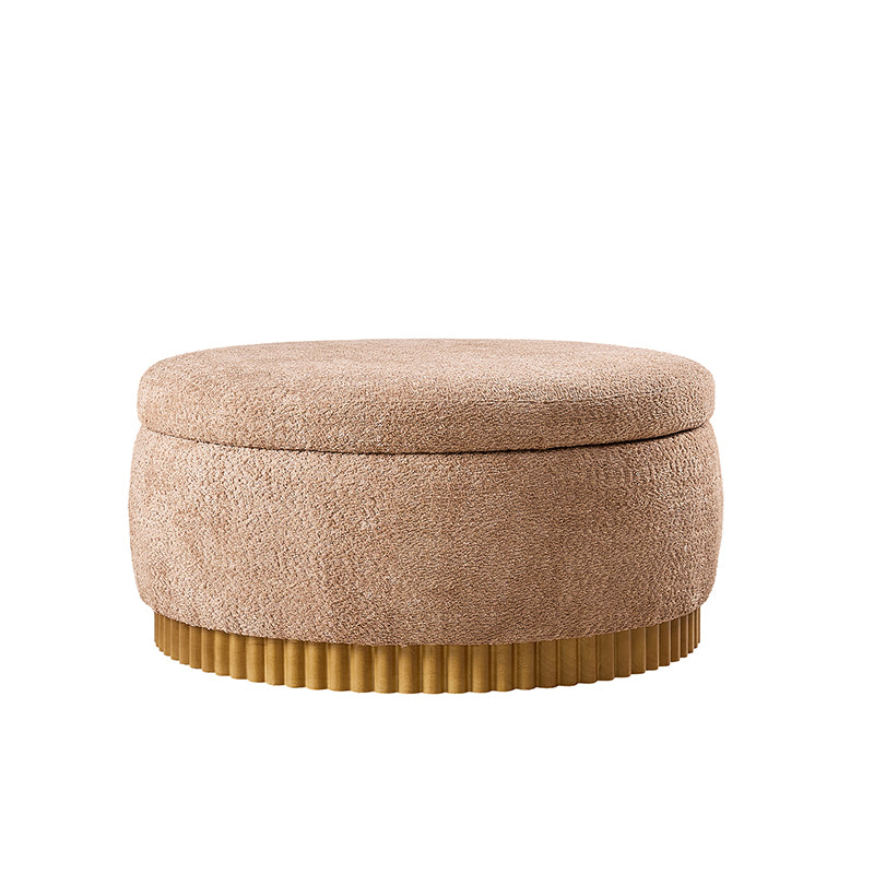 Eon Round Storage Ottoman with Reversible Tray – Soft Upholstered Accent Footstool