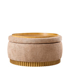 Eon Round Storage Ottoman with Reversible Tray – Soft Upholstered Accent Footstool