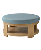 Celestia Modern Linen Round Ottoman with Storage Shelf