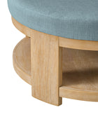 Celestia Modern Linen Round Ottoman with Storage Shelf
