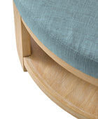 Celestia Modern Linen Round Ottoman with Storage Shelf
