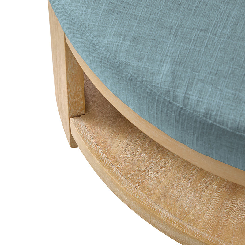 Celestia Modern Linen Round Ottoman with Storage Shelf