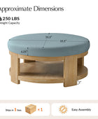 Celestia Modern Linen Round Ottoman with Storage Shelf