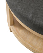Celestia Modern Linen Round Ottoman with Storage Shelf