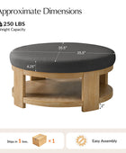 Celestia Modern Linen Round Ottoman with Storage Shelf