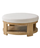 Celestia Modern Linen Round Ottoman with Storage Shelf