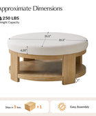 Celestia Modern Linen Round Ottoman with Storage Shelf