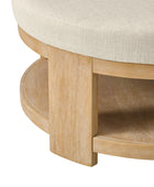 Celestia Modern Linen Round Ottoman with Storage Shelf