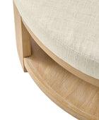 Celestia Modern Linen Round Ottoman with Storage Shelf