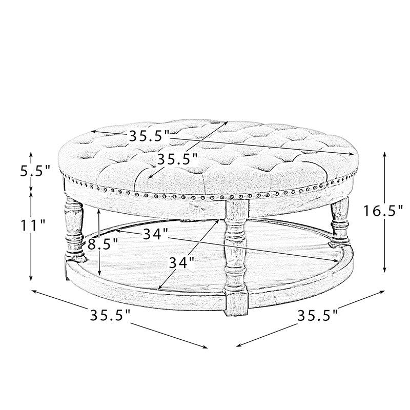 Danilynn Tufted Round Cocktail Ottoman - Hulala Home